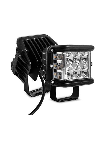 Off Road 45W 12 LED Beyaz Turuncu Flaşlı Kare Sis Farı Çalışma Lambası Hi-Tech