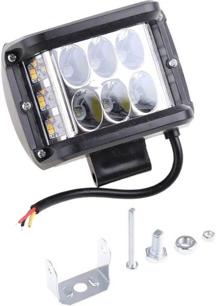 Off Road 45W 12 LED Beyaz Turuncu Flaşlı Kare Sis Farı Çalışma Lambası Hi-Tech