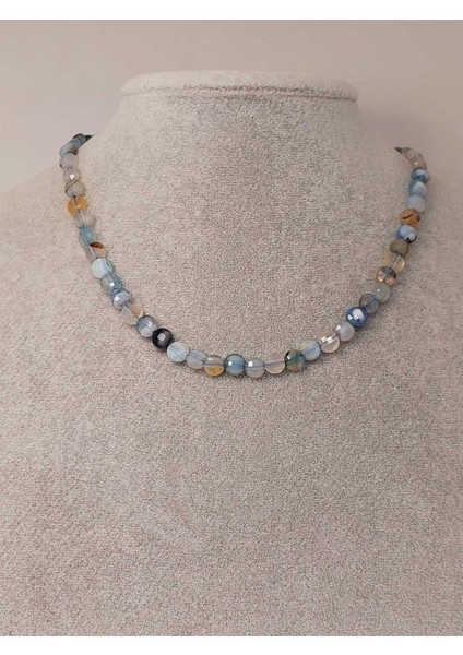 Akik Taşı Yassı Faset Kesim Kolye 6X4MM (Sabit Klipsli) (42820) modelleri