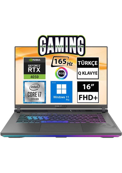 Rog Strix G16 G614JU-N3196A13 I7-13650HX 32GB 1tbssd RTX4050 16" Fullhd+ W11P Taşınabilir Bilgisayar