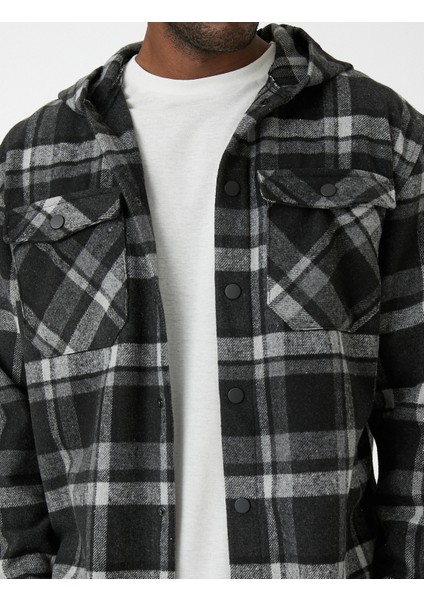 Ekoseli Oduncu Gömleği Kapşonlu Cep Detaylı indirimleri