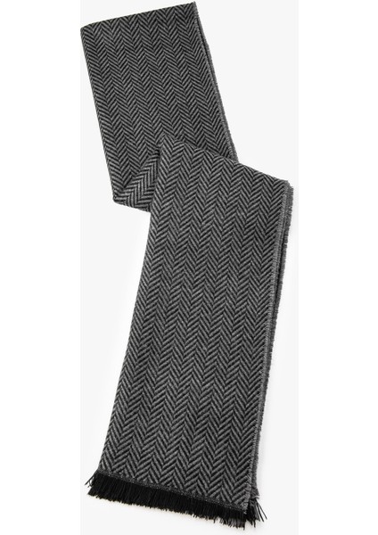 Atkı Balıksırtı Desenli Püskül Detaylı