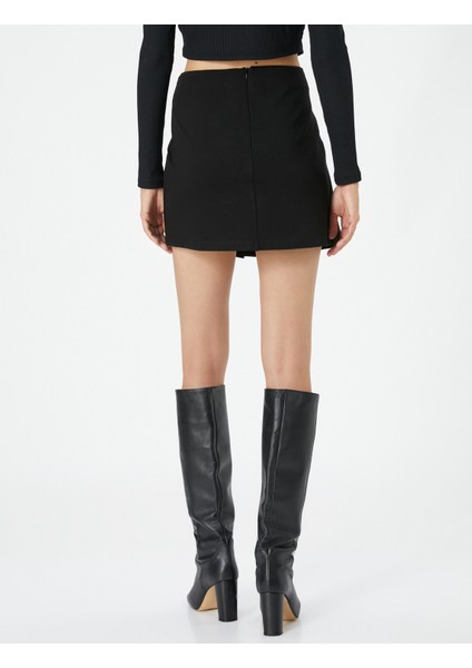 Mini Pileli Etek Normal Bel Fermuarlı Viskon Karışımlı fırsatları