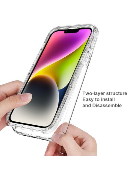 Apple iPhone 15 Plus Gradyan Renkli Telefon Kılıfı Pc+Tpu Pet Ekran Koruyucu Mavi (Yurt Dışından)