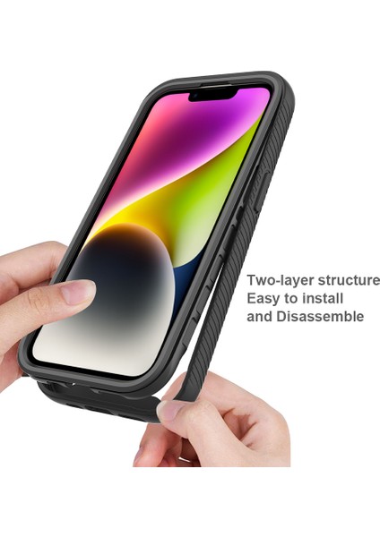 Apple iPhone 15 Için 3'ü 1 Arada Telefon Kılıfı Plus Tam Koruma Tpu+Pc Kapağı Pet Screen Koruyucu-Pembe (Yurt Dışından)