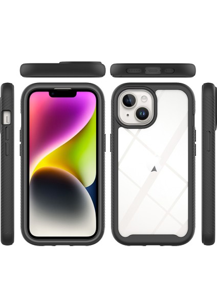 Apple iPhone 15 Için 3'ü 1 Arada Telefon Kılıfı Plus Tam Koruma Tpu+Pc Kapağı Pet Screen Koruyucu-Pembe (Yurt Dışından)