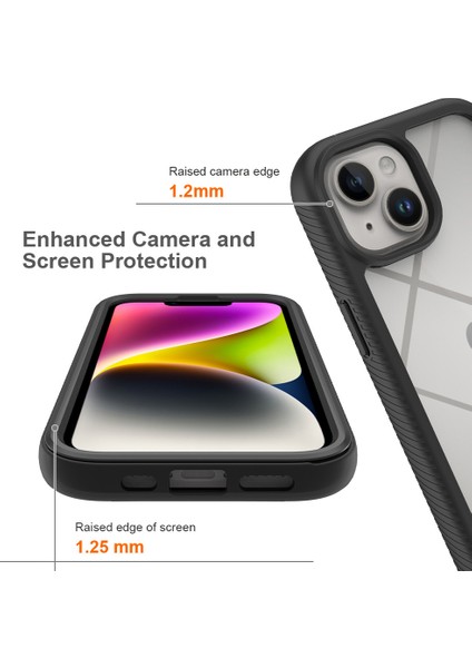 Apple iPhone 15 Için 3'ü 1 Arada Telefon Kılıfı Plus Tam Koruma Tpu+Pc Kapağı Pet Ekran Koruyucu Mavi (Yurt Dışından)
