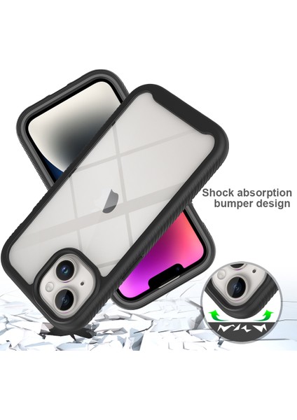 Apple iPhone 15 Için 3'ü 1 Arada Telefon Kılıfı Plus Tam Koruma Tpu+Pc Kapağı Pet Ekran Koruyucu Mavi (Yurt Dışından)