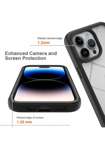 Telefon Için 3'ü 1 Arada Şok Geçirmez Kasa 15 Pro Anti-Cratch Tpu+Pc Telefon Kapağı Pet Ekran Koruyucu Mavi (Yurt Dışından)
