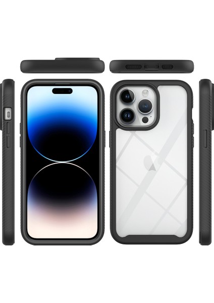 Telefon Için 3'ü 1 Arada Şok Geçirmez Kasa 15 Pro Anti-Cratch Tpu+Pc Telefon Kapağı Pet Ekran Koruyucu Mavi (Yurt Dışından)