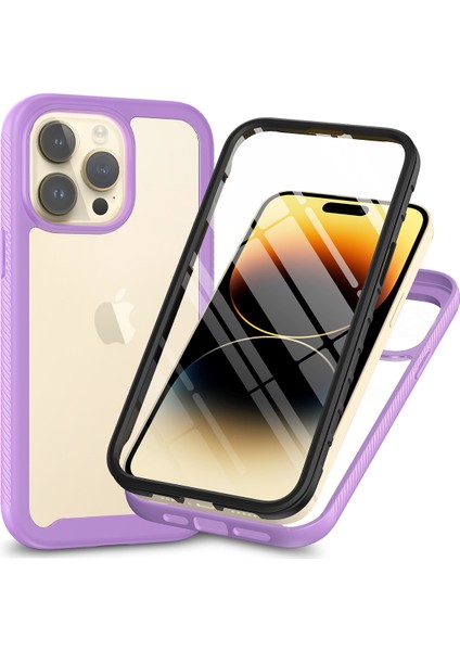 Apple iPhone 15 Pro Telefon Kılıfı Için 3-1 Arada Şok Geçirmez Kılıf 15 Pro Pro Antrlak Tpu+Pc Telefon Kapağı Pet Ekran Koruyucu-Doğru (Yurt Dışından)