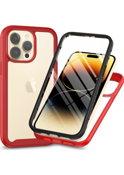 Telefon Için 3'ü 1 Arada Şok Geçirmez Kasa 15 Pro Anti-Cratch Tpu+Pc Telefon Kapağı Pet Ekran Koruyucu-Kırmızısı (Yurt Dışından)