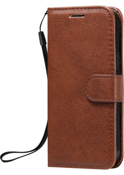 Kt Deri Serisi-2 Düz Renkli Pu Deri Cüzdan Stand Cep Telefon Kabuğu Apple iPhone 12 Mini Brown Için (Yurt Dışından)