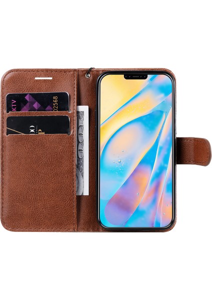 Kt Deri Serisi-2 Düz Renkli Pu Deri Cüzdan Stand Cep Telefon Kabuğu Apple iPhone 12 Mini Brown Için (Yurt Dışından)