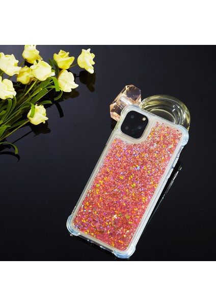 Apple iPhone 12 Mini Kırmızı Için Saf Renkli Glitter Tozu ve Tpu Özel Kapak (Yurt Dışından)