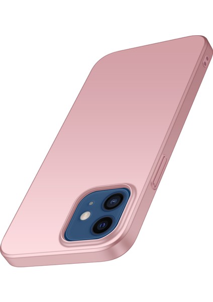 Apple iPhone 12 Mini Telefon Kılıf Hücresi Için 5.4 Inç Yükseltilmiş Çerçeve Şok Geçirmez Düz Renk Telefon Geri Kapak Gül Altın (Yurt Dışından)