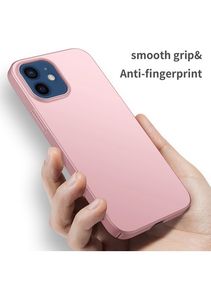 Apple iPhone 12 Mini Telefon Kılıf Hücresi Için 5.4 Inç Yükseltilmiş Çerçeve Şok Geçirmez Düz Renk Telefon Geri Kapak Gül Altın (Yurt Dışından)