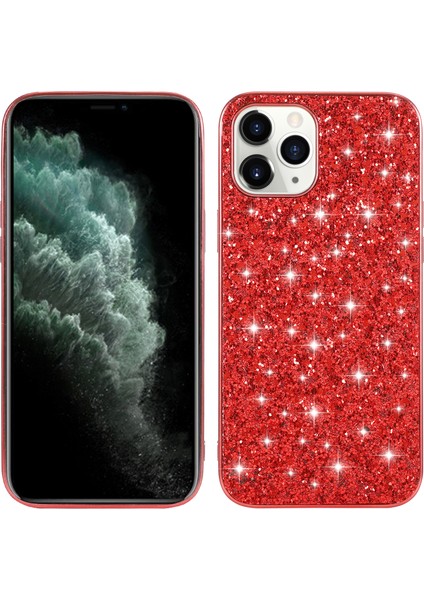 Apple iPhone 12 Mini Kırmızı Için Pırıltılı Pullar Kaplamalı Tpu Frame+Pc Kabuğu (Yurt Dışından)