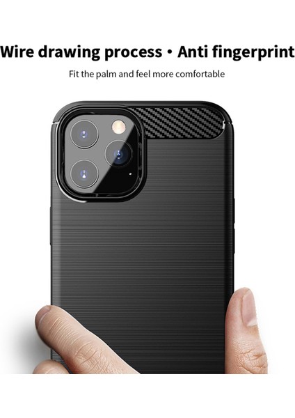 Apple iPhone 12/12 Pro Yumuşak Tpu Fırçalanmış Telefon Kılıfı Karbon Fiber Doku Iyi Korumalı Tpu Kabuk-Kırmızı (Yurt Dışından)