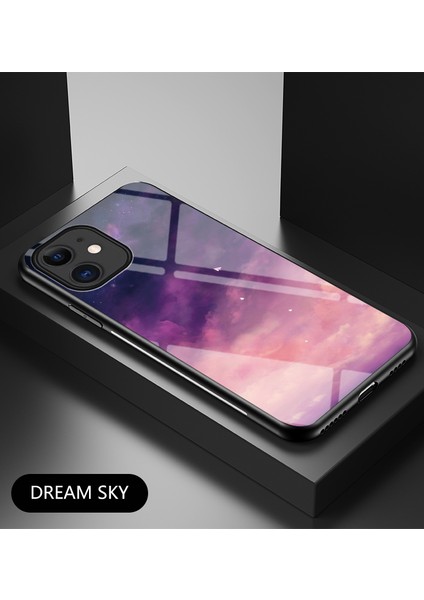 Yıldızlı Desen Temperli Cam+Pc+Tpu Apple iPhone 12 Mini-Mor Için Arka Kasa (Yurt Dışından)