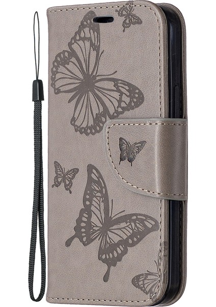 Iphapter Kelebili Kahraman Cülleri Deri Stand Kavramı Apple iPhone 12 Mini 5.4 Inç-Grey (Yurt Dışından)