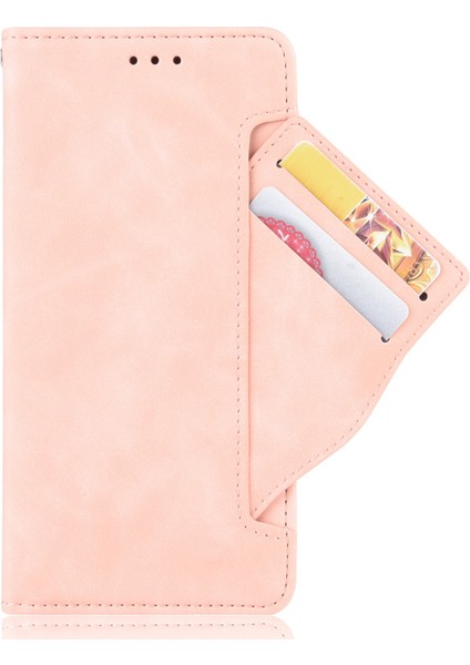 Pu Deri Birden Çok Kart Yuvası ile Deri Apple iPhone 12 Mini-Pink Için Şık Kapak (Yurt Dışından)