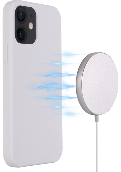 Apple iPhone 12 Mini Telefon Kılıfı Için Manyetik Sıvı Silikon Kılıf 5.4 Inç Magsafe Şarj Cep Telefonu Kapak-Beyaz (Yurt Dışından)
