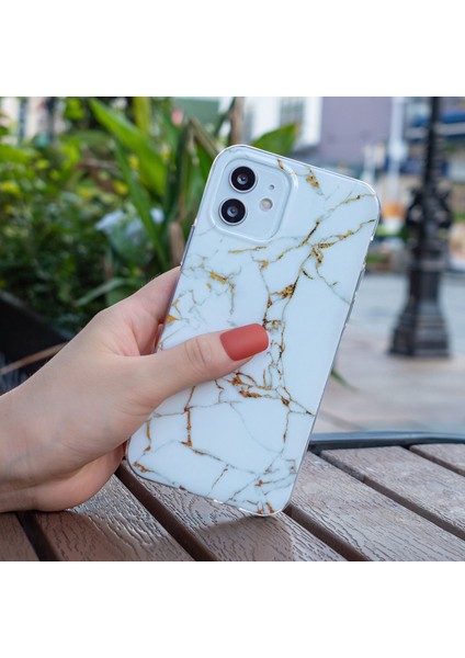 Apple iPhone 12 Mini Telefon Kılıfı Için 5.4 Inç Imd Mermer Desen Ultra Ince Damla Koruyucu Koruyucu Kapak-Beyaz (Yurt Dışından) modelleri
