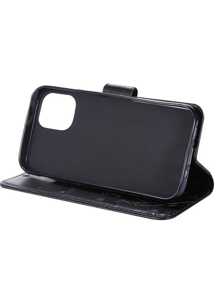 Apple iPhone 12 Mini-Black Için Kayışlı Kelebek Çiçek Deri Çantası (Yurt Dışından)