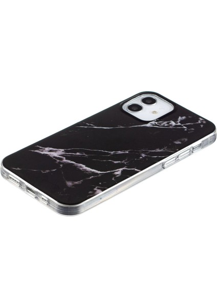 Apple iPhone 12 Mini Telefon Kılıfı Için 5.4 Inç Imd Mermer Desen Ultra Ince Damla Koruma Koruyucu Kapak Black (Yurt Dışından) fiyatları