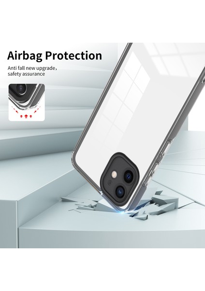 Apple iPhone 12 Telefon Kapağı Için Renkli Çerçeveli Fall Anti-Fall Telefon Koruyucu Kapak Black ile Temiz Cep Telefonu Tpu Kılıfı (Yurt Dışından)