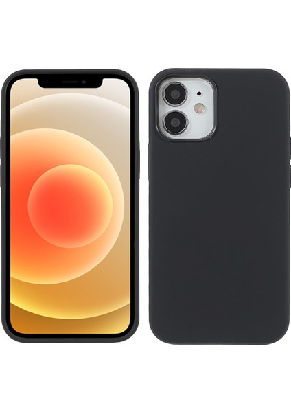 Apple iPhone 12 Mini 5.4 Inç-Siyah Için Katı Silikon Ince Mikrofiber Astar Yastık Dokusu Kapağı (Yurt Dışından)