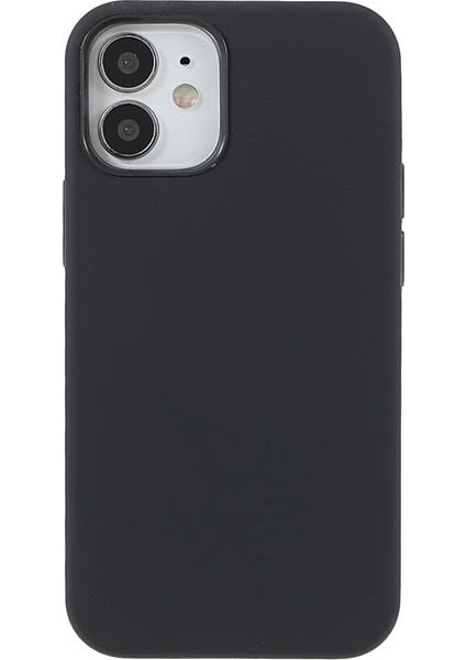 Apple iPhone 12 Mini 5.4 Inç-Siyah Için Katı Silikon Ince Mikrofiber Astar Yastık Dokusu Kapağı (Yurt Dışından)