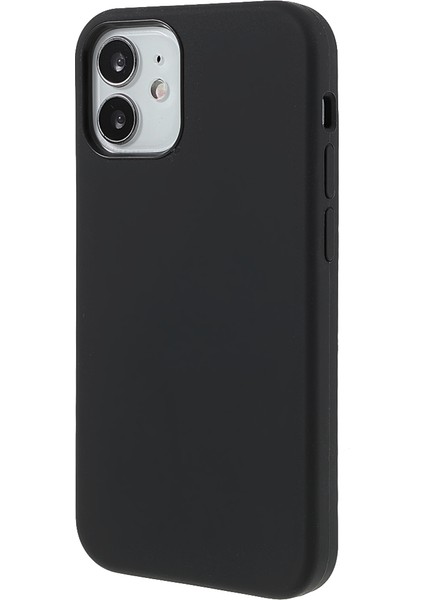 Apple iPhone 12 Mini 5.4 Inç-Siyah Için Katı Silikon Ince Mikrofiber Astar Yastık Dokusu Kapağı (Yurt Dışından)