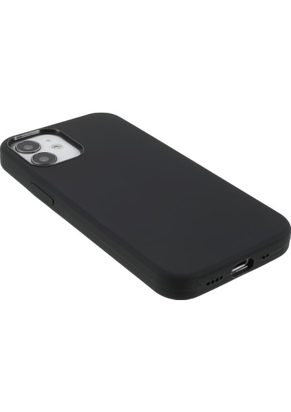 Apple iPhone 12 Mini 5.4 Inç-Siyah Için Katı Silikon Ince Mikrofiber Astar Yastık Dokusu Kapağı (Yurt Dışından)