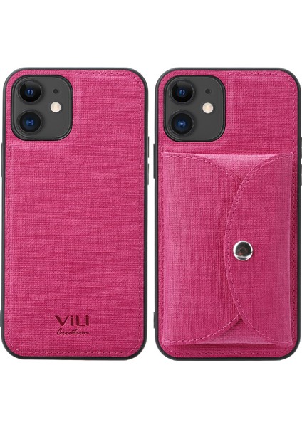 Söndürülebilir Manyetik Emilim Cüzdan Deri Derisi Tpu Tpu Apple iPhone 12 Mini 5.4 Inç-Rose Için (Yurt Dışından)