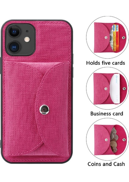 Söndürülebilir Manyetik Emilim Cüzdan Deri Derisi Tpu Tpu Apple iPhone 12 Mini 5.4 Inç-Rose Için (Yurt Dışından)