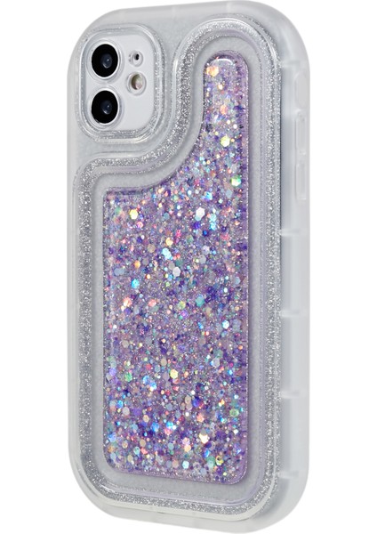 Apple iPhone 12 6.1 Inç Yumuşak Tpu Telefon Kılıfı Bling Glitter Sparkle Epoksi Kapak Morası (Yurt Dışından)