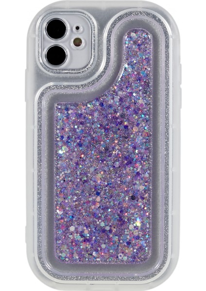 Apple iPhone 12 6.1 Inç Yumuşak Tpu Telefon Kılıfı Bling Glitter Sparkle Epoksi Kapak Morası (Yurt Dışından)