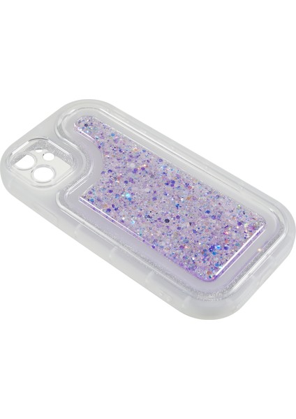 Apple iPhone 12 6.1 Inç Yumuşak Tpu Telefon Kılıfı Bling Glitter Sparkle Epoksi Kapak Morası (Yurt Dışından)