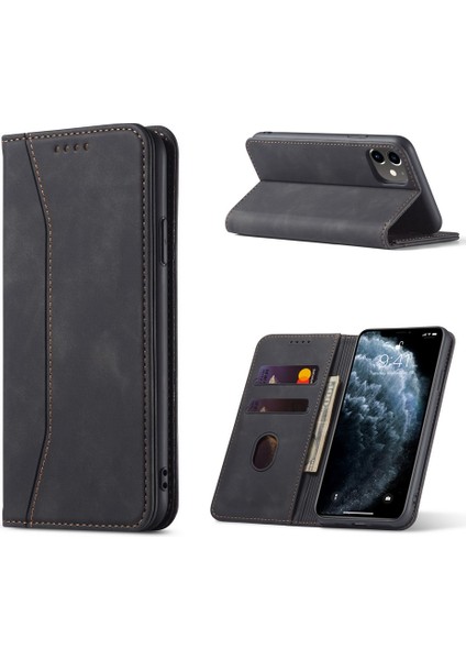 Fantasy Serisi Apple iPhone 12 Mini 5.4 Inç-Black Için Otomatik Absorbed Deri Cüzdan Stand Kılıfı (Yurt Dışından)