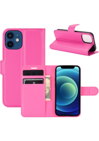 Apple iPhone 12 Mini Cep Telefon Aksesuarları Için Litchi Doku Cüzdan Deri Telefon Kapağı (Yurt Dışından)
