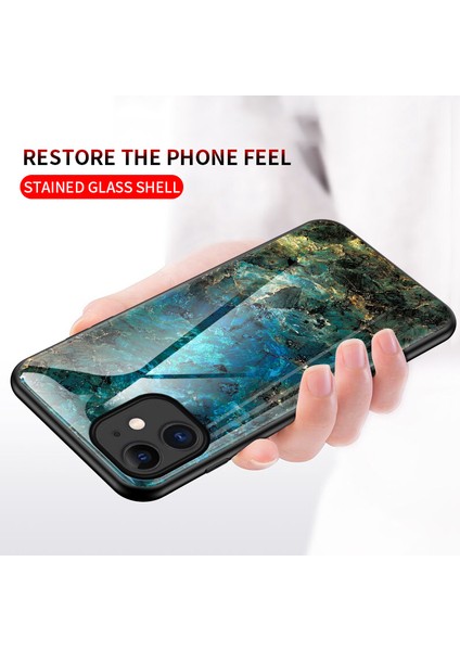 Apple iPhone 12 Mini-Emerald Için Mermer Doku Temperli Cam+Pc+Tpu Hibrit Kılıf (Yurt Dışından)