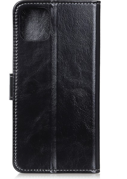 Apple iPhone 12 Mini-Siyah Için Çılgın At Derisi Deri Benzersiz Çanta (Yurt Dışından)