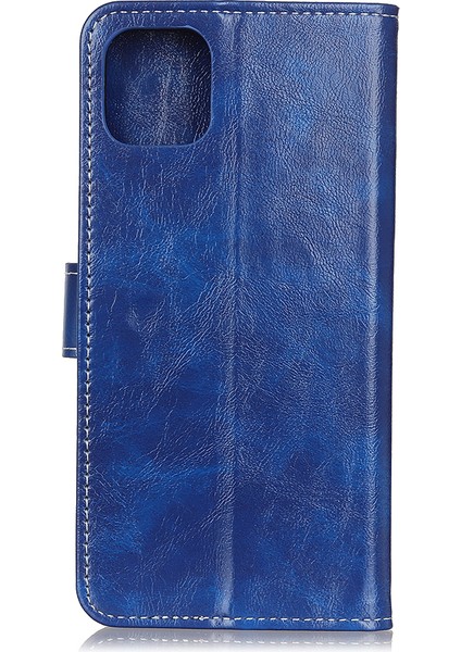 Apple iPhone 12 Mini Mavi Için Çılgın At Derisi Deri Benzersiz Çanta (Yurt Dışından)