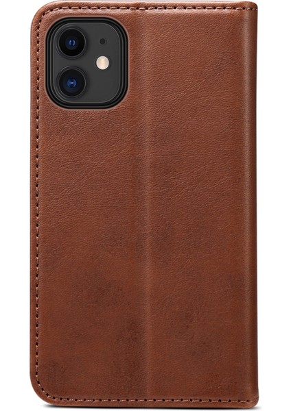 Apple iPhone 12 Mini Telefon Kılıfı Için Dokulu Yüzey Çok Dönen Koruma Kılıfı Manyetik Otomatik Kapanış Deri Kılıf Stand ve Cüzdan 5.4 Inç-Kahverengi (Yurt Dışından)