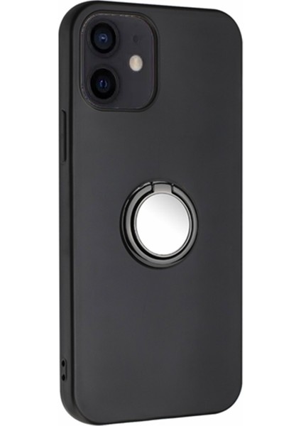 Tpu Apple iPhone 12 Mini 5.4 Inç Halka Kickstand Mat Telefon Kılıfı Destek Araba Mıknatıs Montaj Black (Yurt Dışından)