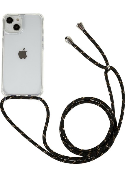 Apple iPhone 12 Mini Telefon Kılıfı Geri Kılıfı Temiz Tpu+Akrilik Telefon Kapağı Ayarlanabilir Kordon-Black/altın (Yurt Dışından)