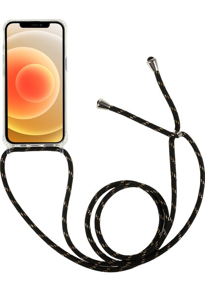 Apple iPhone 12 Mini Telefon Kılıfı Geri Kılıfı Temiz Tpu+Akrilik Telefon Kapağı Ayarlanabilir Kordon-Black/altın (Yurt Dışından) fırsatları