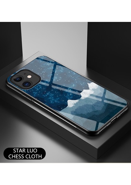 Yıldızlı Desen Temperli Cam+Pc+Tpu Combo Geri Kılıf Apple iPhone 12 Mini Blue Için (Yurt Dışından)